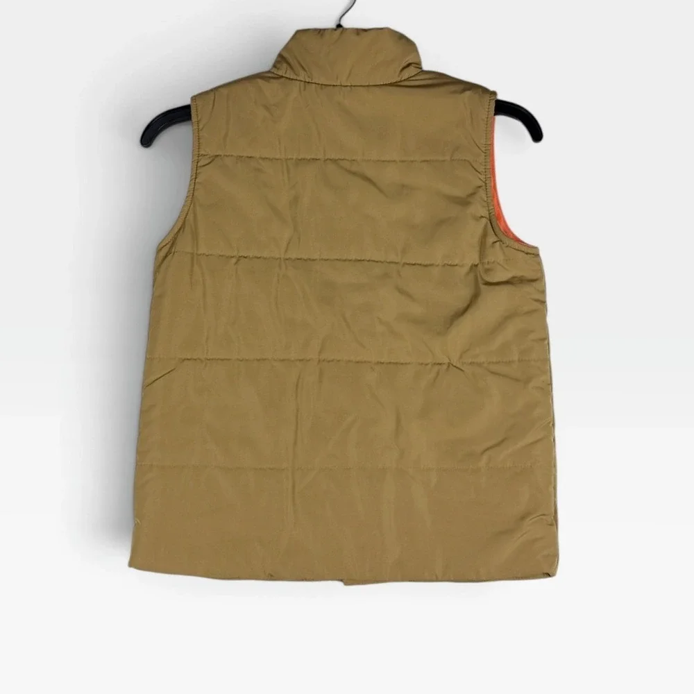 OshKosh B'gosh Puffer Vest Quilted Boys 8 Tan Khaki Fleece Lined